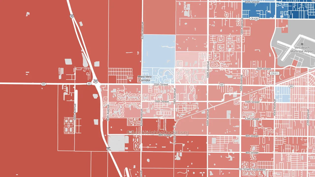 West Vero Corridor, FL block-group political-lean map