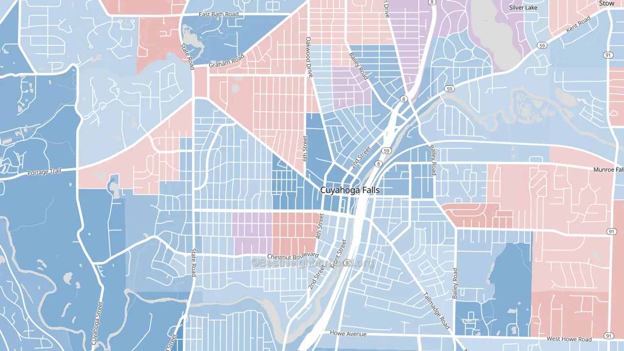 West Village, Cuyahoga Falls, OH block-group political-lean map