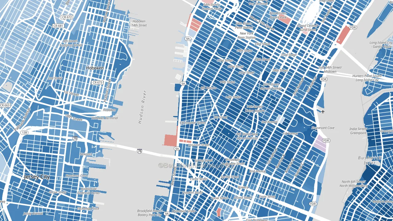 West Village, Manhattan, NY block-group political-lean map
