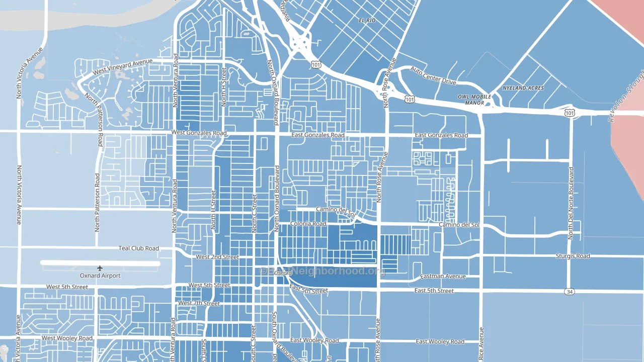 West Village, Oxnard, CA block-group political-lean map
