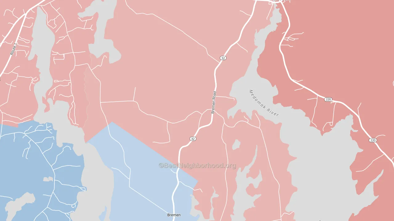 West Waldoboro, ME block-group political-lean map