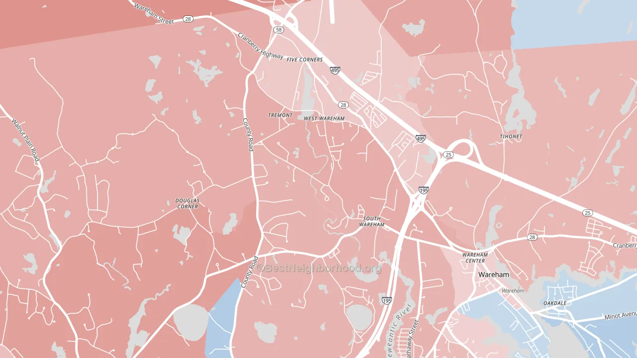 West Wareham, MA block-group political-lean map