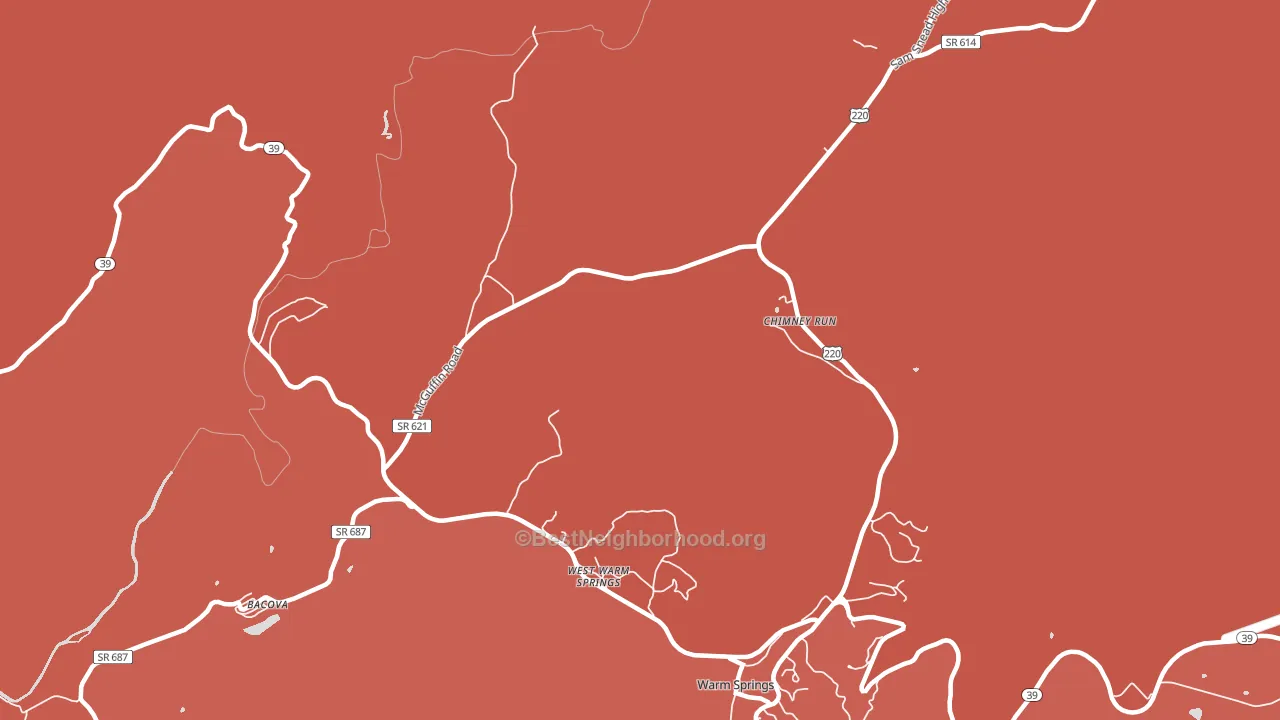 West Warm Springs, VA block-group political-lean map