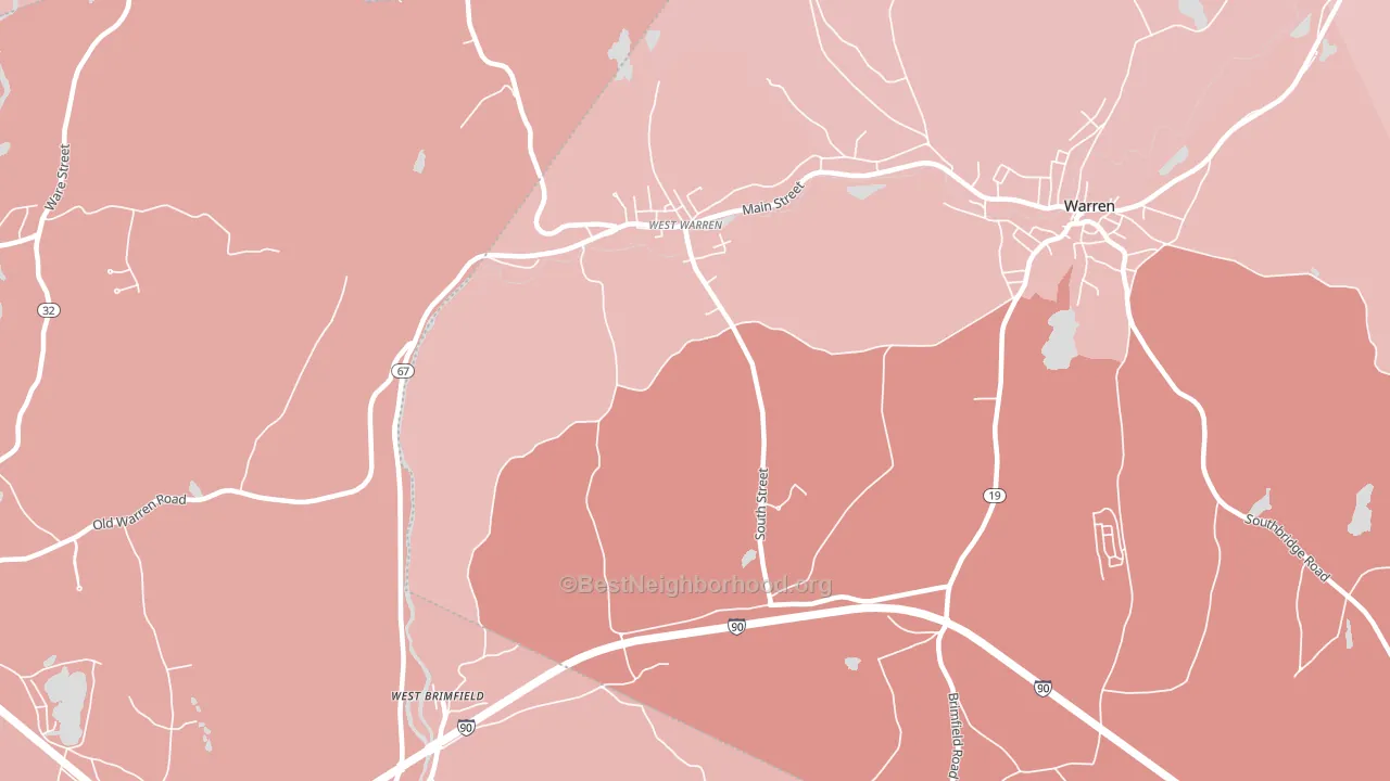 West Warren, MA block-group political-lean map