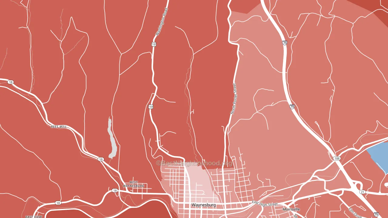 West Waynesburg, PA block-group political-lean map