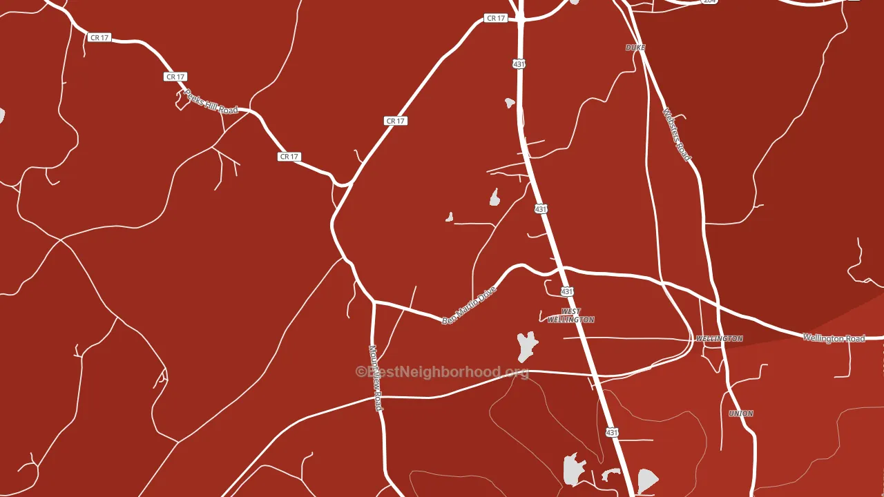 West Wellington, AL block-group political-lean map
