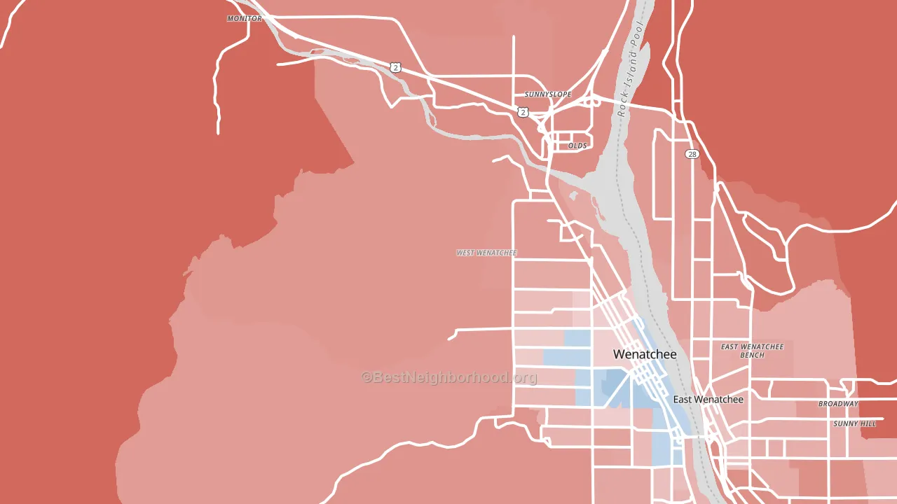 West Wenatchee, WA block-group political-lean map