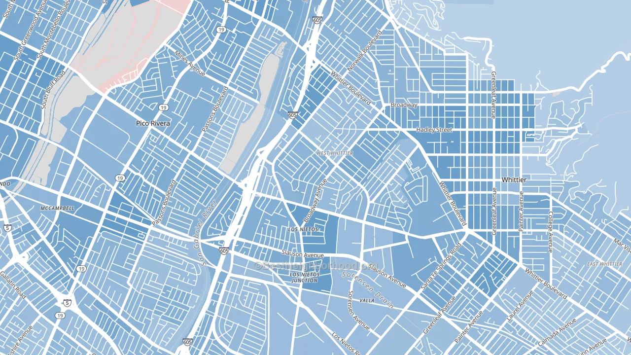 West Whittier-Los Nietos, CA block-group political-lean map