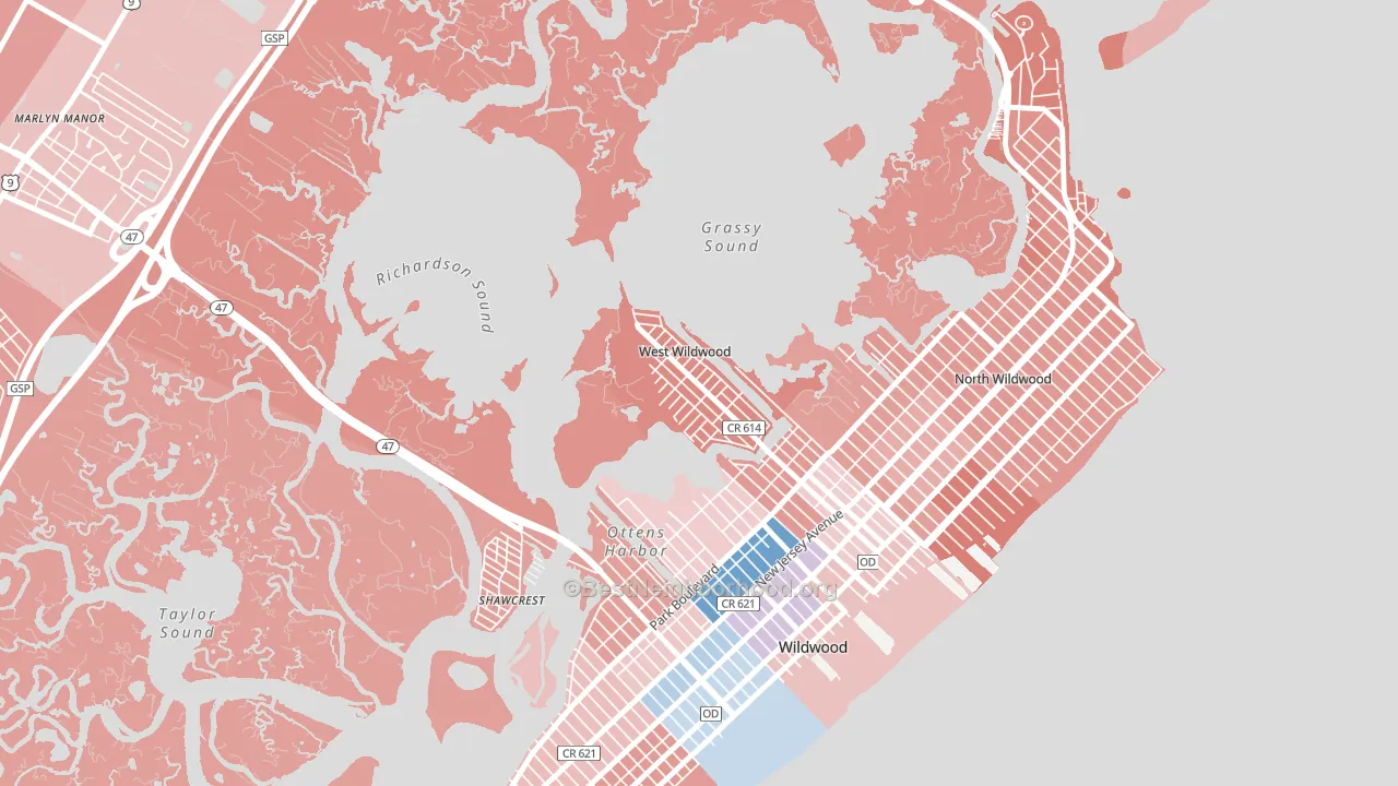 West Wildwood, NJ block-group political-lean map