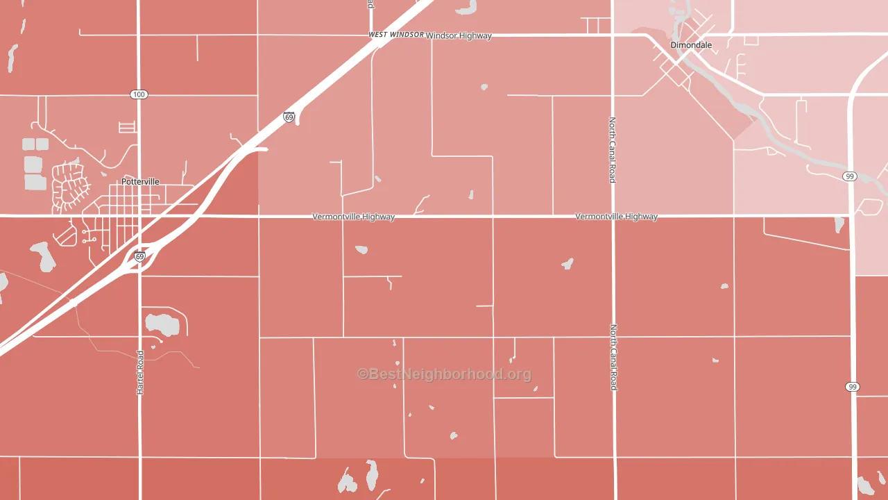West Windsor, MI block-group political-lean map