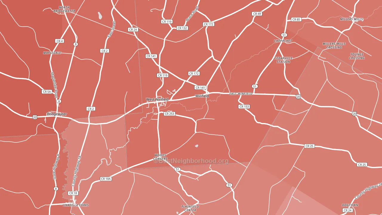 West Winfield, NY block-group political-lean map