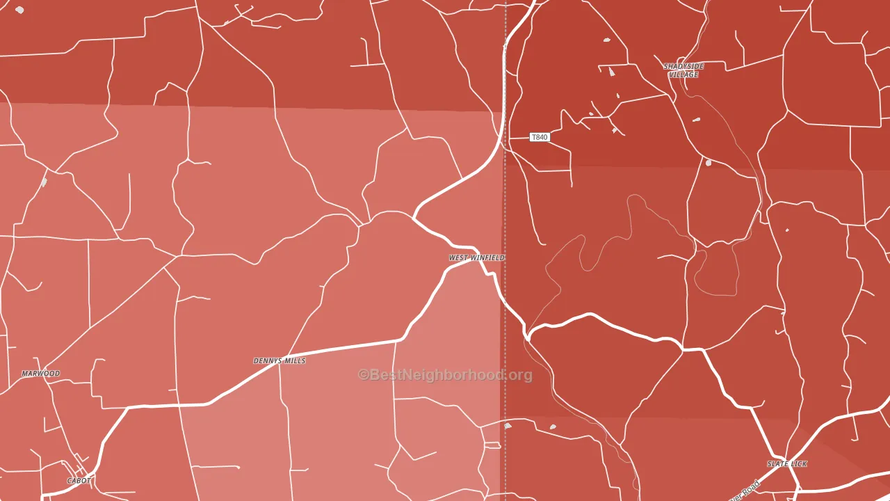 West Winfield, PA block-group political-lean map