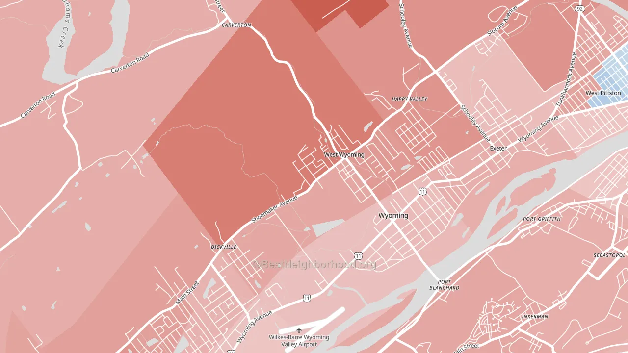 West Wyoming, PA block-group political-lean map