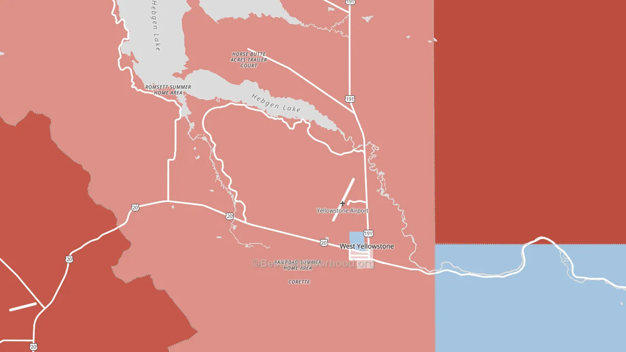 West Yellowstone, MT block-group political-lean map