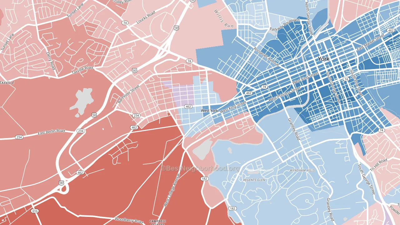 West York, PA block-group political-lean map