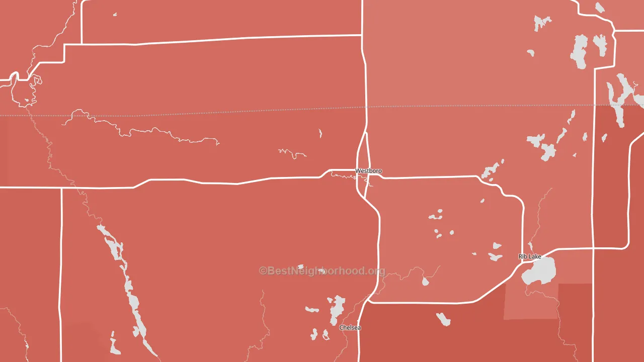 Westboro, WI block-group political-lean map