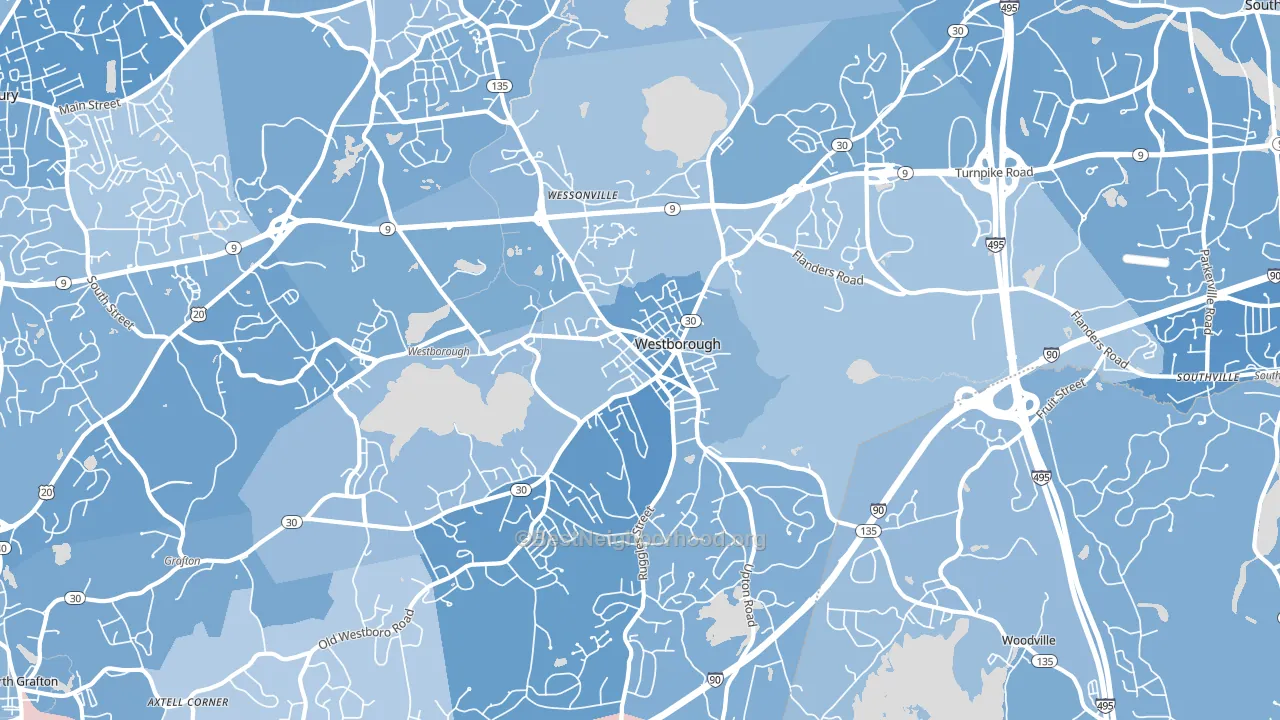 Westborough, MA block-group political-lean map