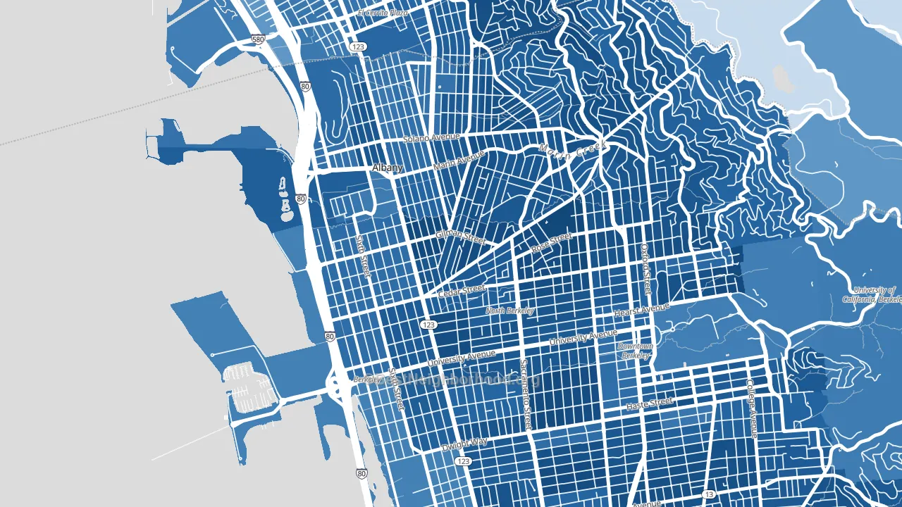 Westbrae, Berkeley, CA block-group political-lean map