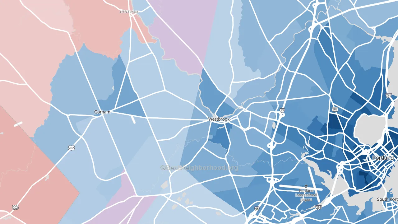 Westbrook, ME block-group political-lean map