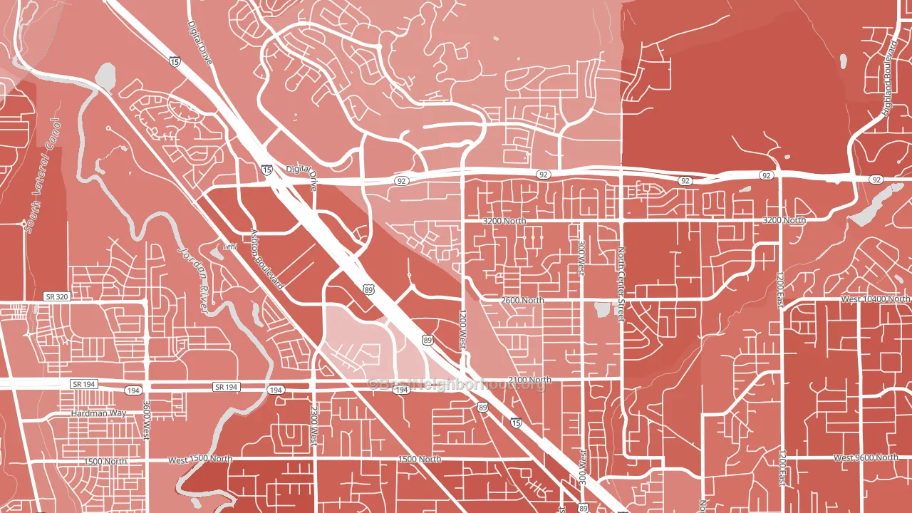 Westbury, Lehi, UT block-group political-lean map