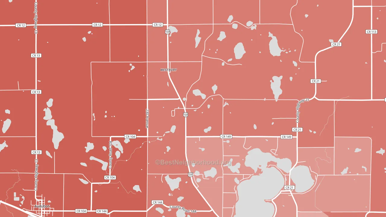 Westbury, MN block-group political-lean map