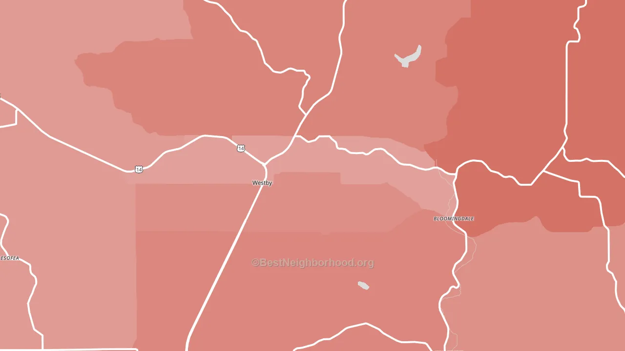Westby, WI block-group political-lean map