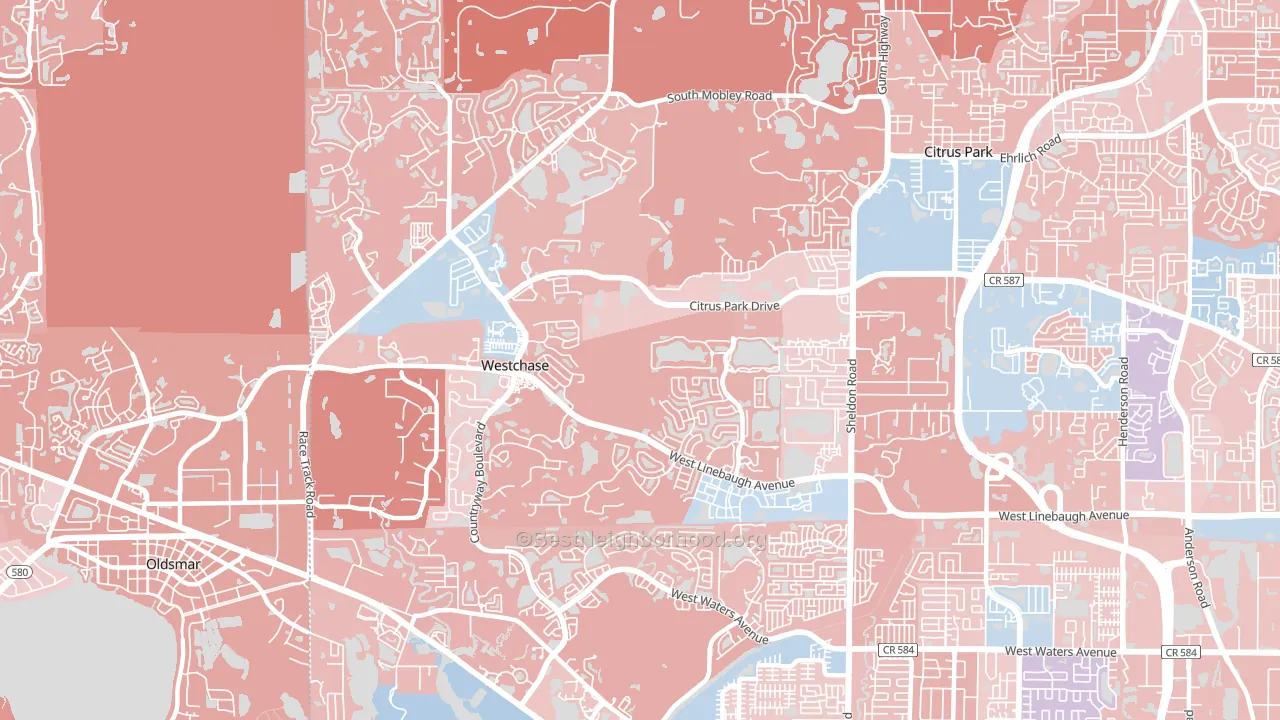Westchase, FL block-group political-lean map