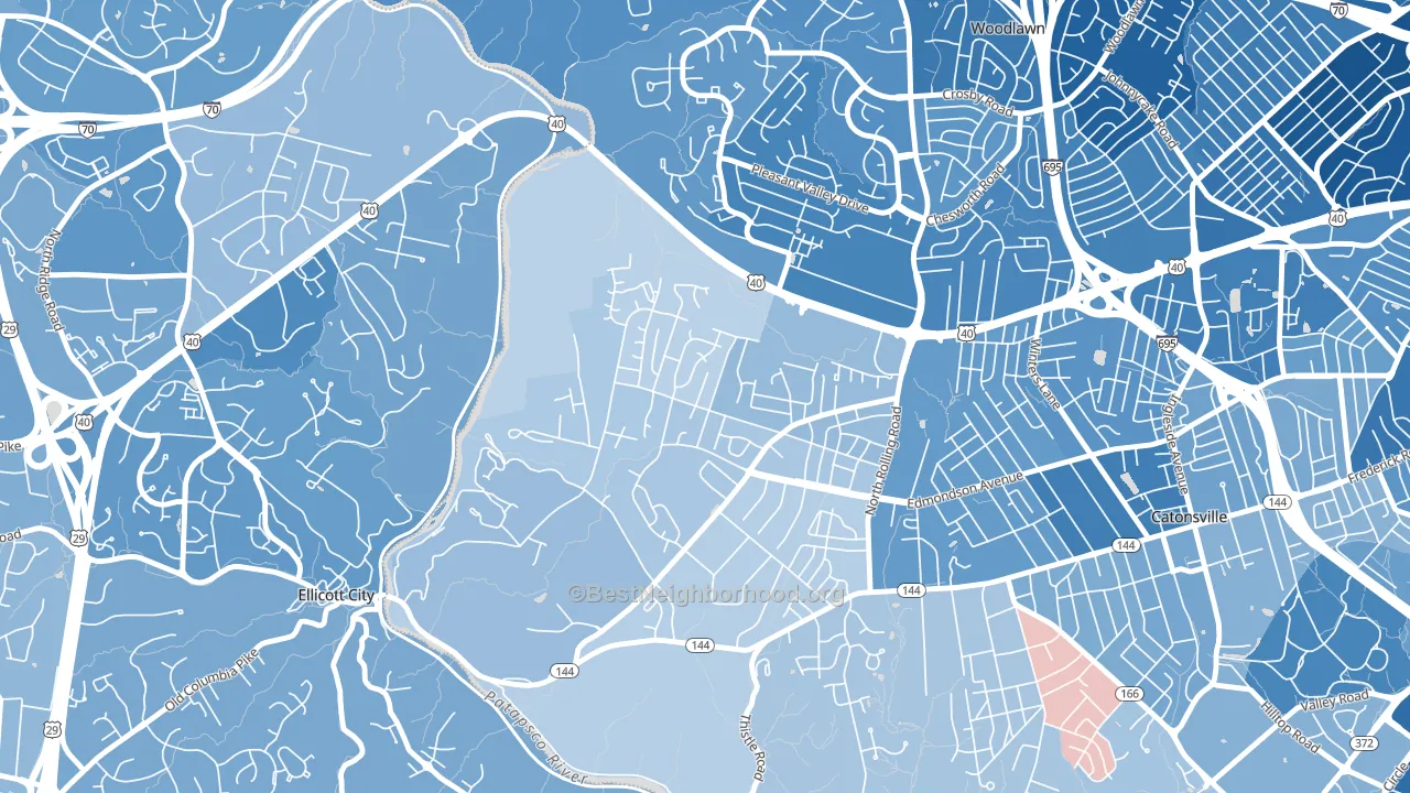 Westchester, Catonsville, MD block-group political-lean map