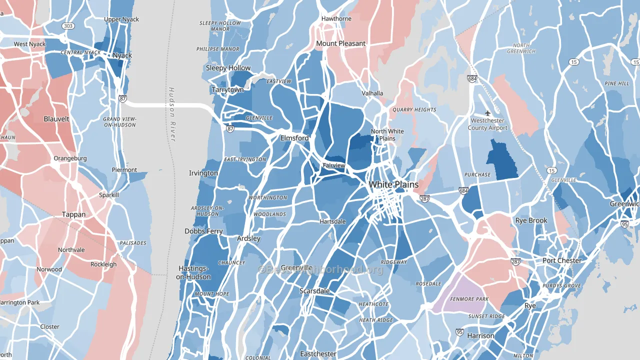 Westchester County, NY block-group political-lean map