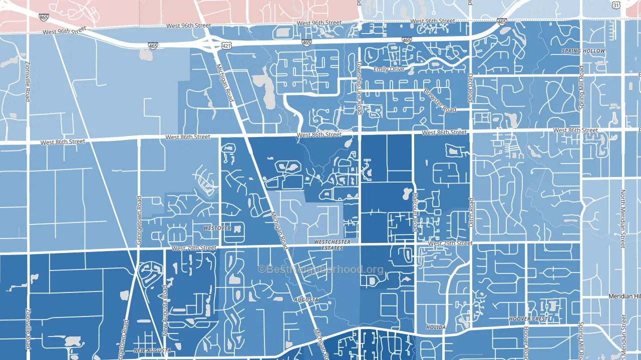 Westchester Estates, Indianapolis, IN block-group political-lean map