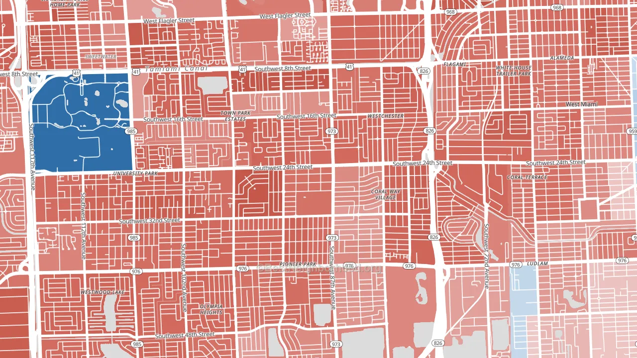 Westchester, FL block-group political-lean map