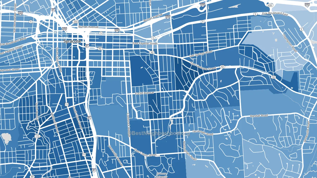 Westcott, Syracuse, NY block-group political-lean map
