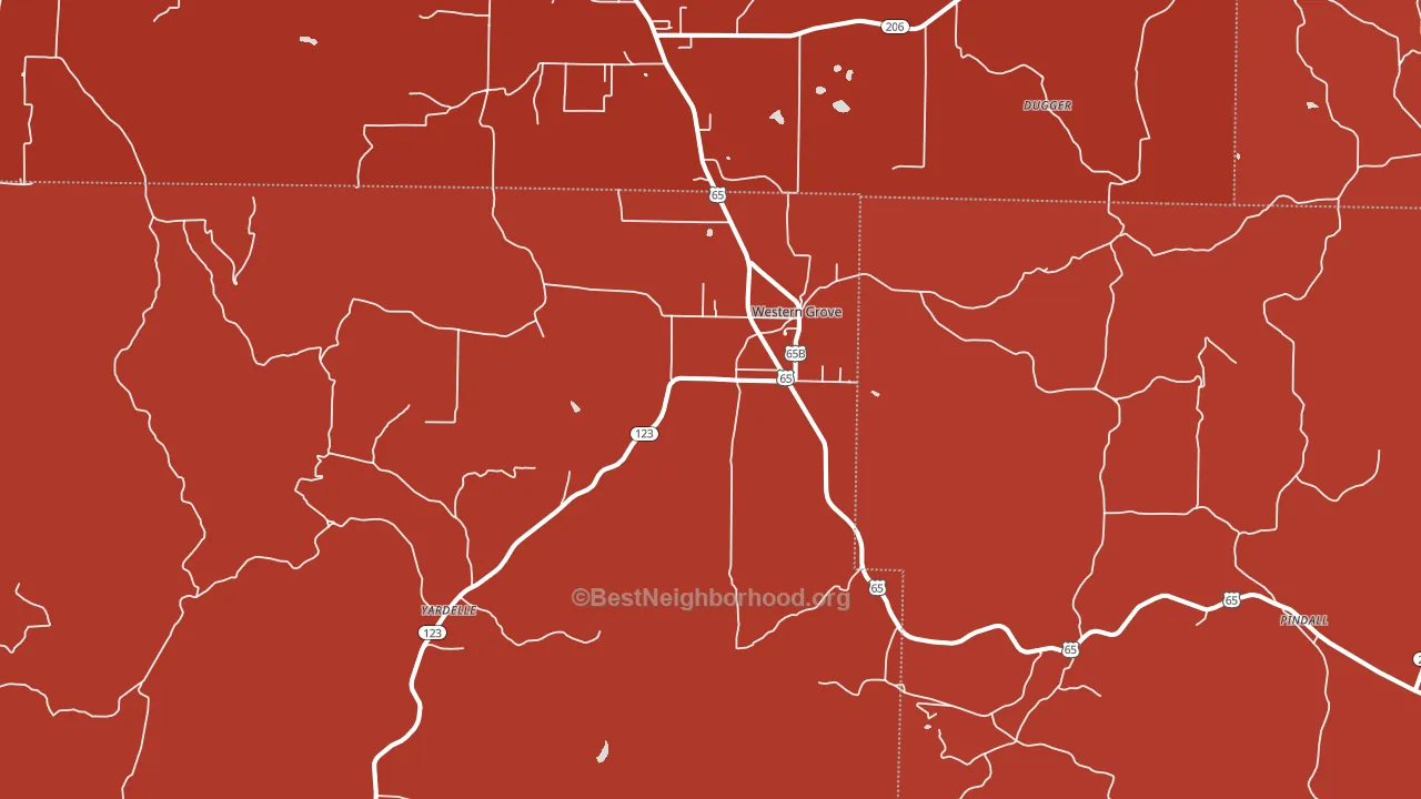 Western Grove, AR block-group political-lean map