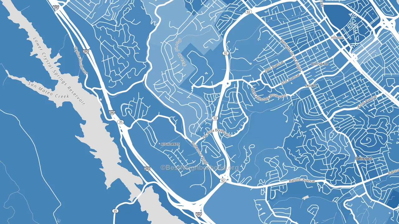 Western Hills, San Mateo, CA block-group political-lean map