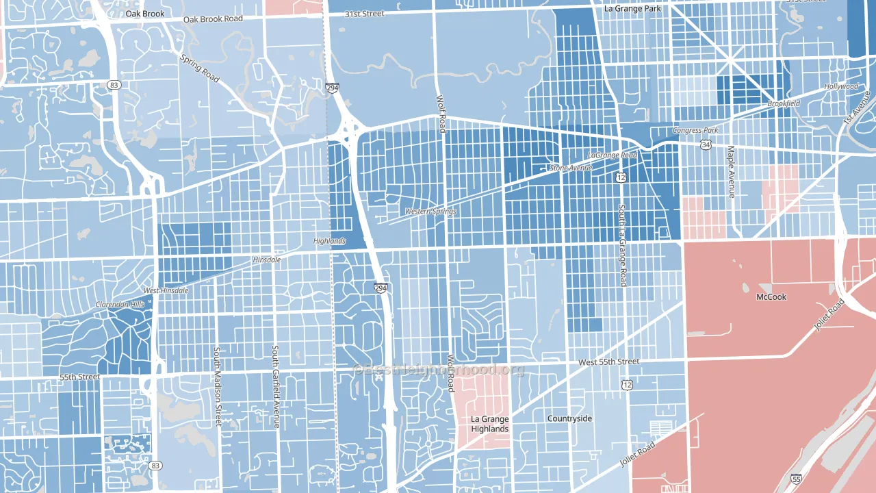 Western Springs, IL block-group political-lean map