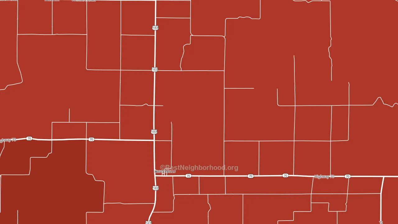 Westerville, NE block-group political-lean map