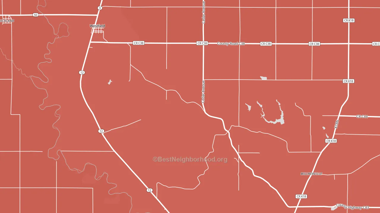 Westfield, IA block-group political-lean map
