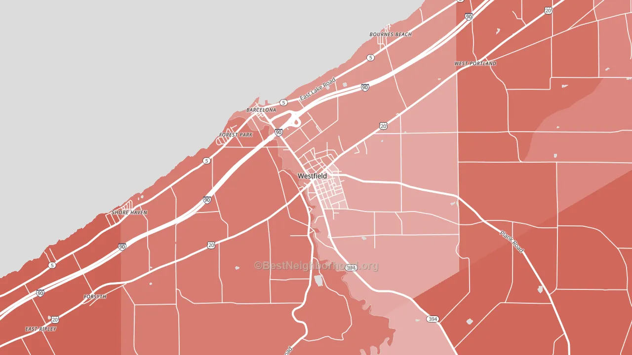 Westfield, NY block-group political-lean map