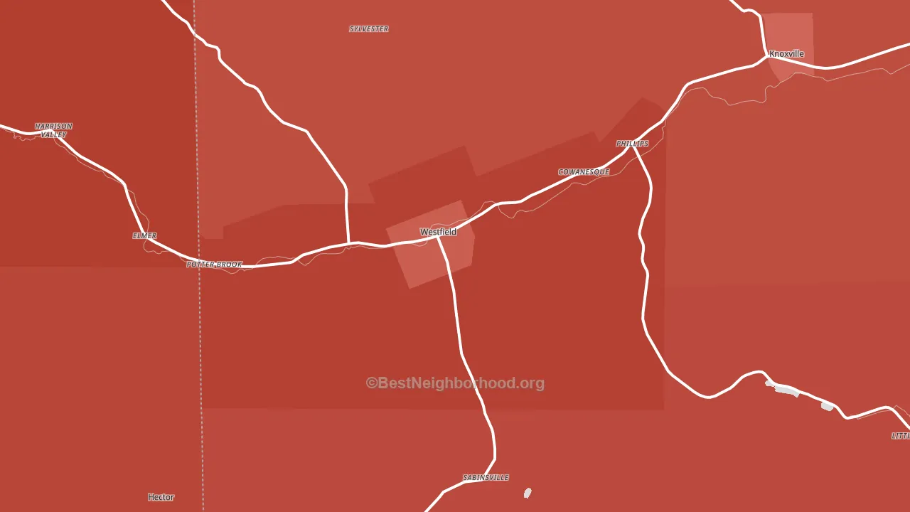 Westfield, PA block-group political-lean map