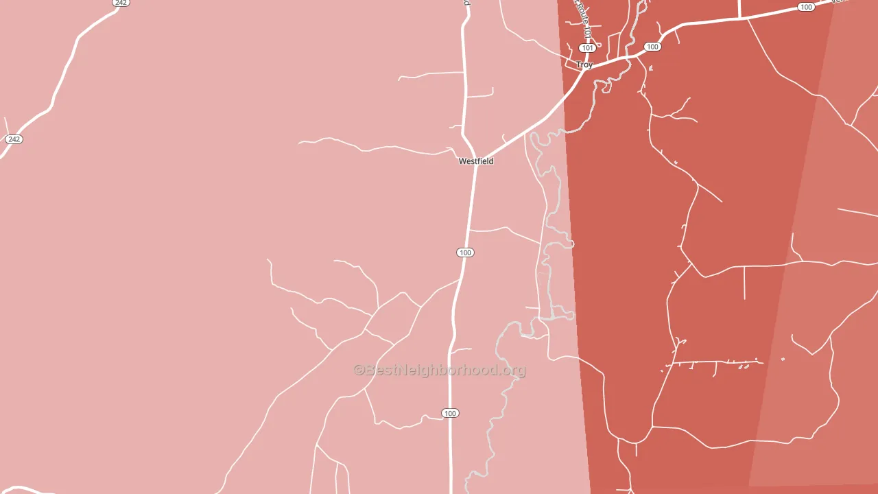 Westfield, VT block-group political-lean map
