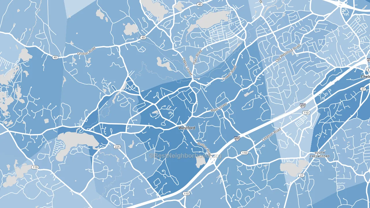 Westford, MA block-group political-lean map