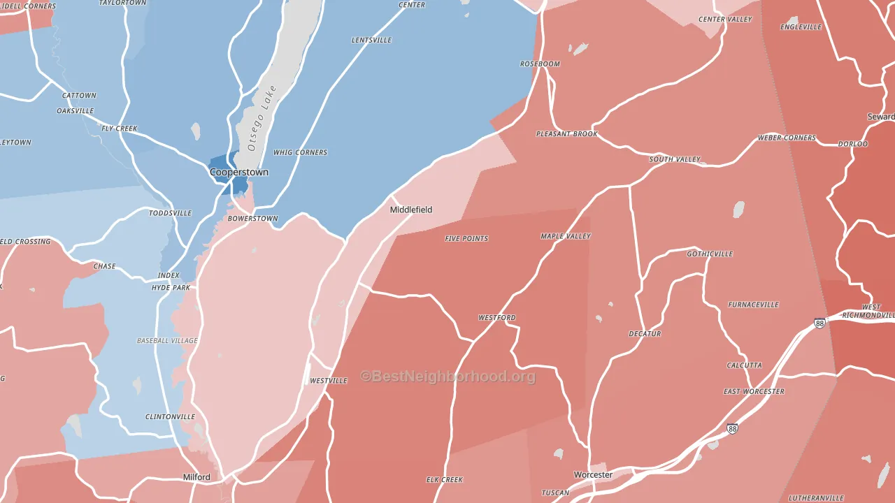 Westford, NY block-group political-lean map