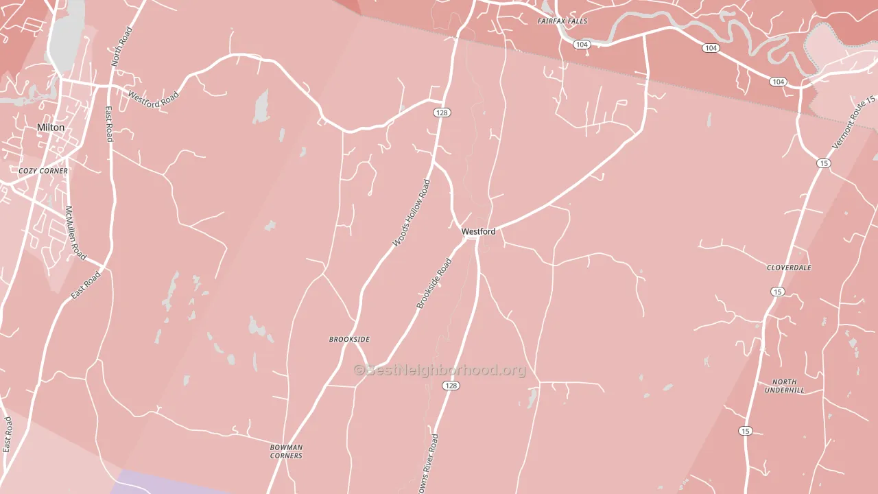 Westford, VT block-group political-lean map
