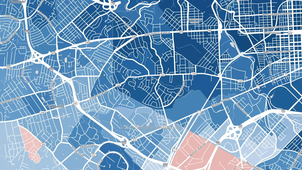 Westgate, Baltimore, MD block-group political-lean map
