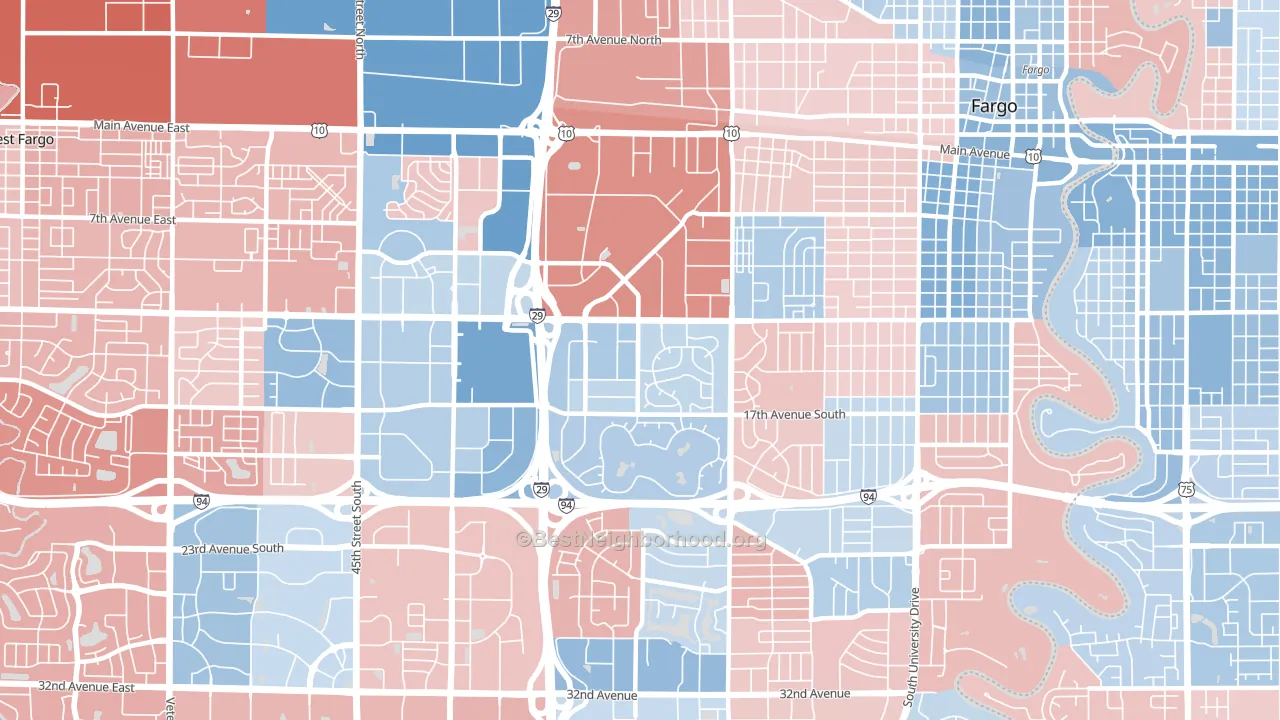 Westgate, Fargo, ND block-group political-lean map