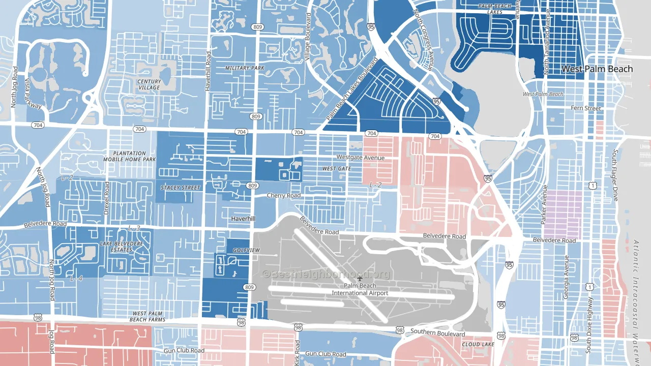 Westgate, FL block-group political-lean map