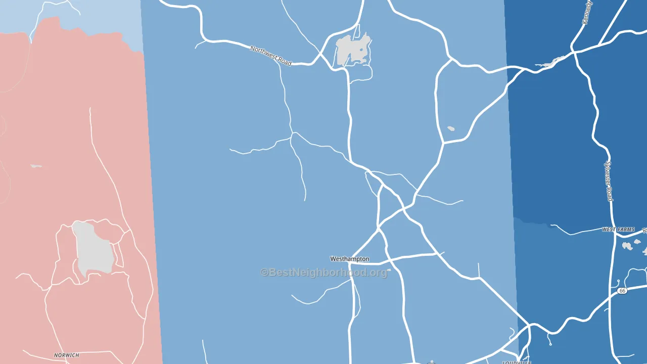 Westhampton, MA block-group political-lean map