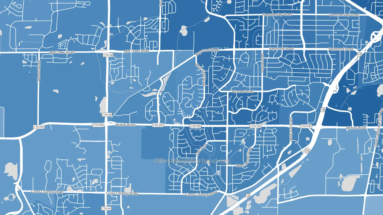 Westhaven Trails, Madison, WI block-group political-lean map