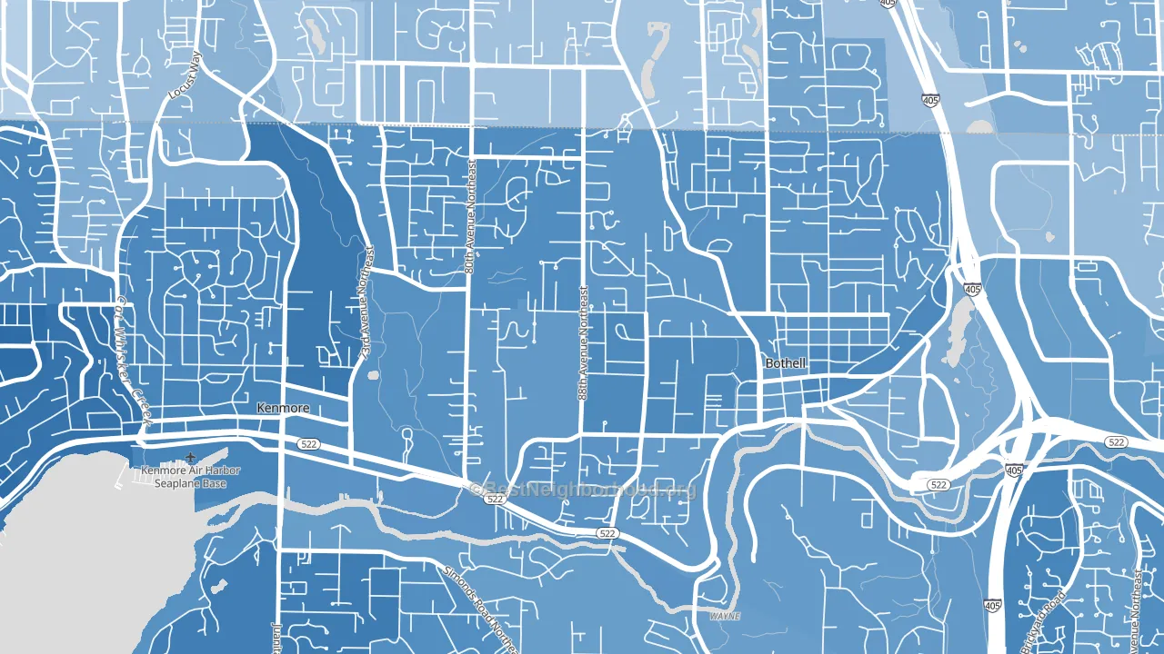 Westhill, Bothell, WA block-group political-lean map