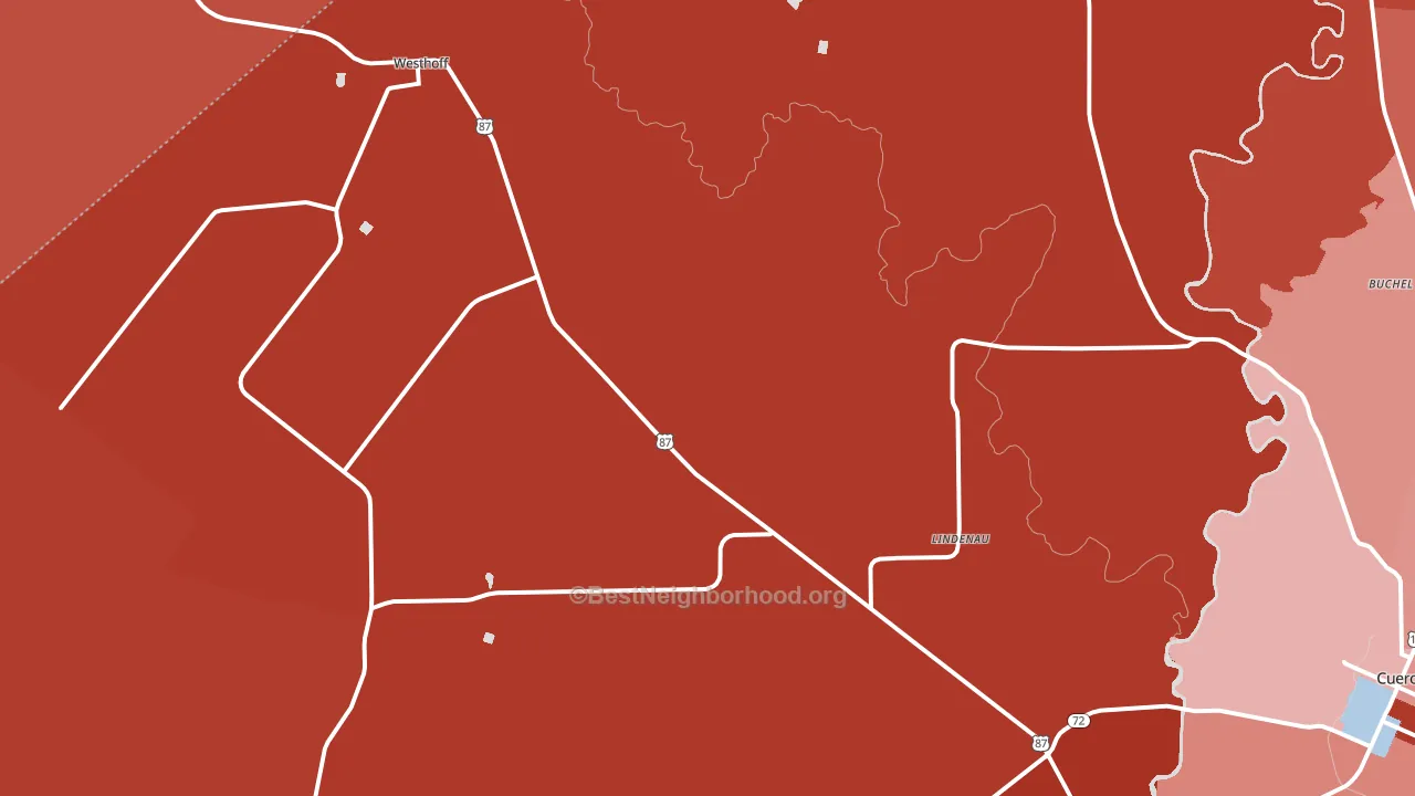 Westhoff, TX block-group political-lean map